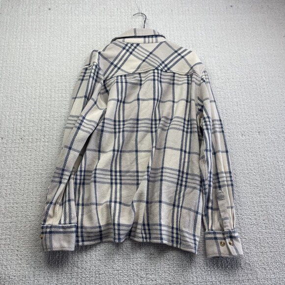 DJAB Simons Button Up Heavy Camp Overshirt Men Sz L Off-White / Blue Plaid Y2K - Picture 10 of 13